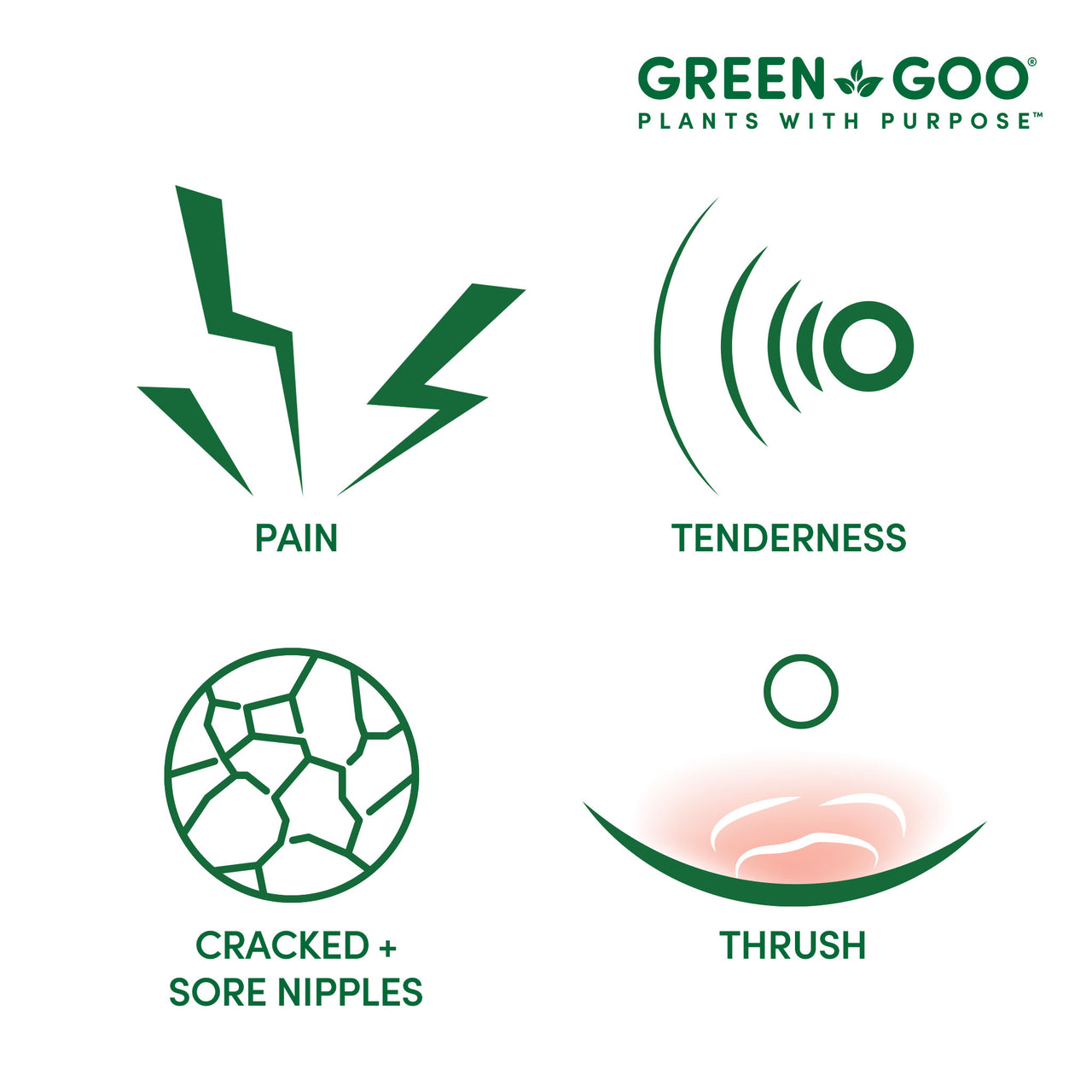 Nursing Comfort Benefits - reduce pain, tenderness, cracked and sore nipples, and thrush