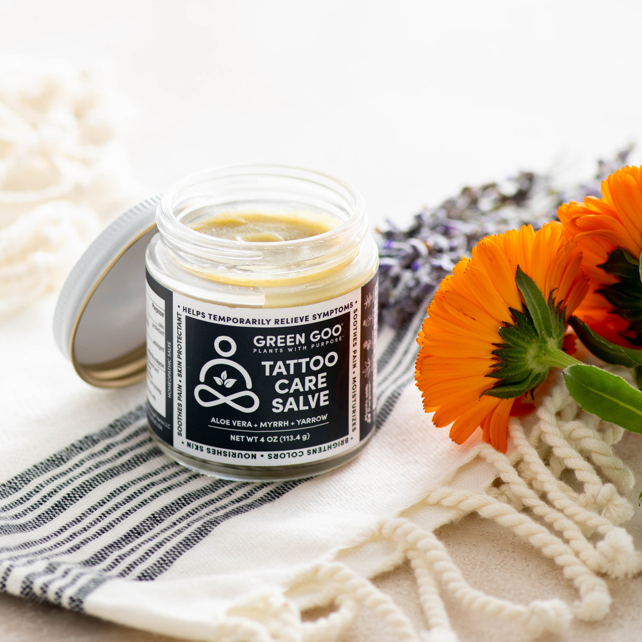 Tattoo Ointment on a Blanket with Calendula
